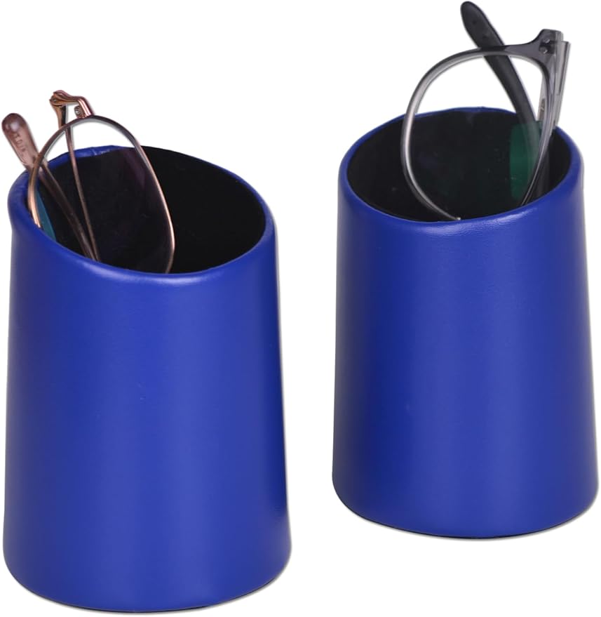2 Pack Eyeglasses Holder PU Leather Glasses Stand Case Holder for Desks or Nightstands