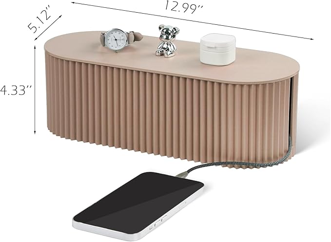 Cable Management Box Large Cable Organizer Box for Power Strips, Surge Protectors, Chargers, Adapters, TV Computer Wires Cable Hider Organizer Box with Cable Ties，Clip Holders - Khaki