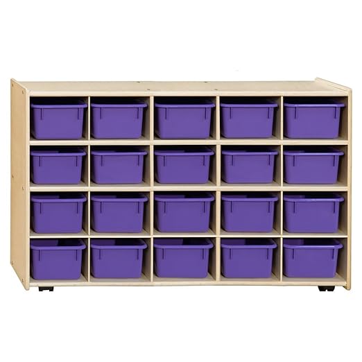 Contender C14509PPF-C5 (COO2Z) Mobile 20 Tray Storage with Purple Trays - Assembled with Casters