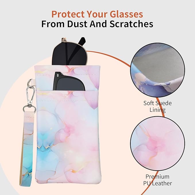 Double Eyeglass Case Soft Dual Glasses Case for Women Men Travel Squeeze Top Sunglasses Cases Eyeglasses Pouch