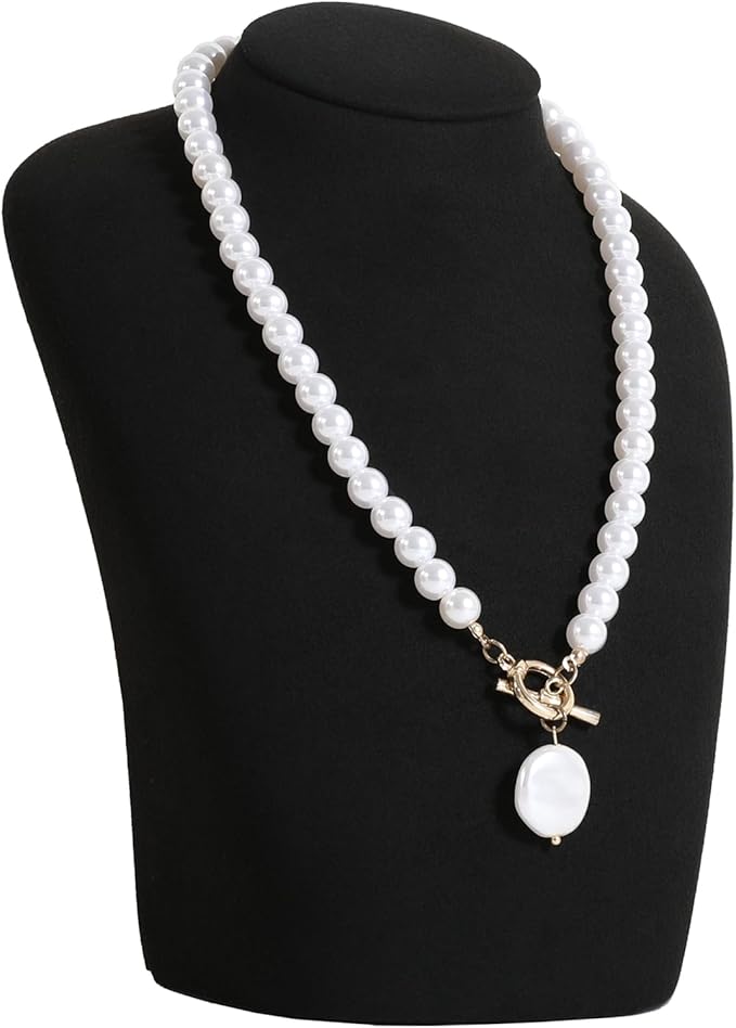 GemeShou Black necklace hanger jewelry organizer, Velvet jewelry stand necklace holder, jewelry mannequin bust for necklaces, Jewelry boutique store photography props【Black-Medium height 7.87 inch】