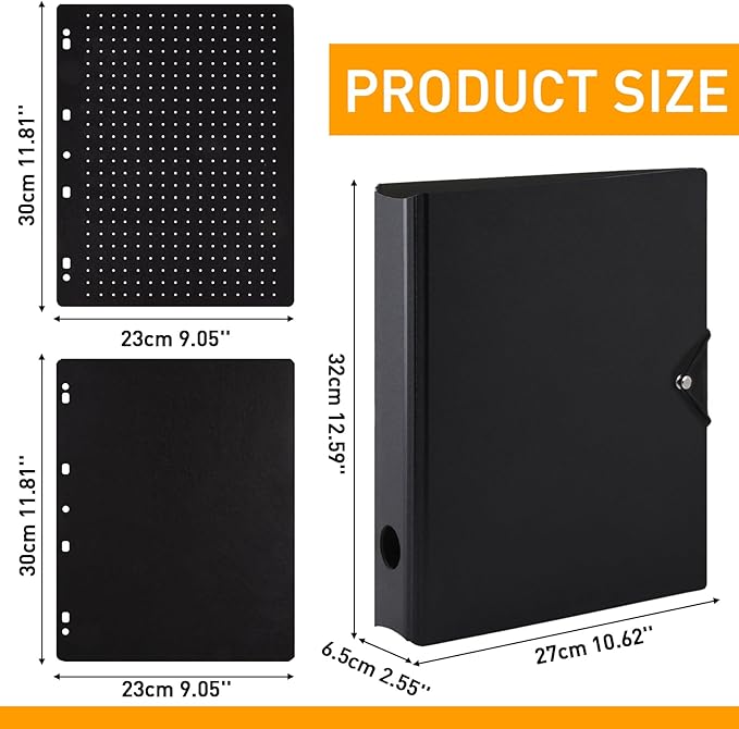 Enamel Pin Display Binder - Large Collection Storage Organizer Book with 8 Flip-Pages, 4 Ring Pin Display Folder for Brooch Buttons and Lapel Collectors. Black