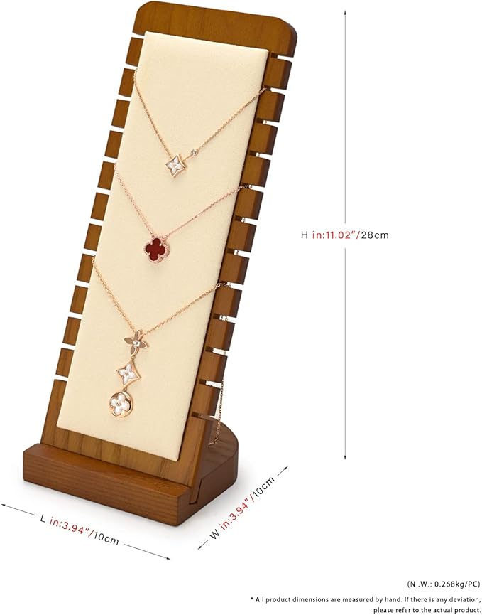 Oirlv Solid Wood Necklace Organizer Showcase Necklace Display Stand Jewelry Display Holder (Creamy-white)