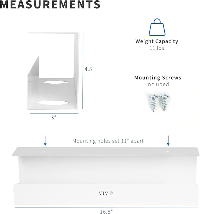VIVO Under Desk 42 cm Cable Management Tray, Power Strip Holder, Cord Organizer, Wire Tamer for Office and Home, White, DESK-AC06-1CW