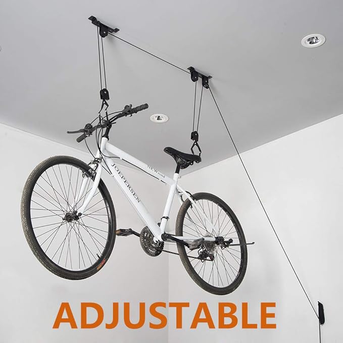 Wallmaster Ceiling Bike Mount Hanger, Bike Ceiling Lift Hoist, Bike Pulley System for Garage, Indoor Bicycle Hooks, 2 pack