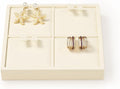 Oirlv Microfiber 4 Slots Jewelry Earring Display Tray Earring Display Organizer Tray(Beige)