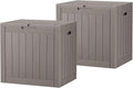 32 * 2 Gallon Outdoor storage deck Box Waterproof ，garden tool,backyard cushion,poolside toy storage,Smalldelivery boxes for outside,Two Boxes/set (Wood-like Striped Gray
