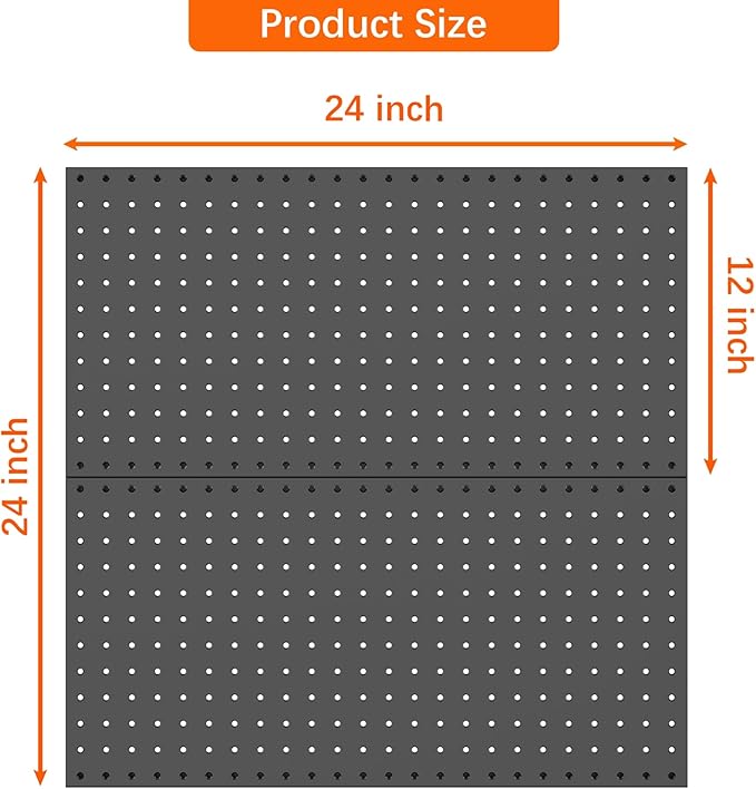 WALMANN Metal Pegboard Panels for Wall Garage Tools Storage Pegboard for Garage, Workbench, Modular Peg Board Tool Organizer Board(Pack of 2, Black)