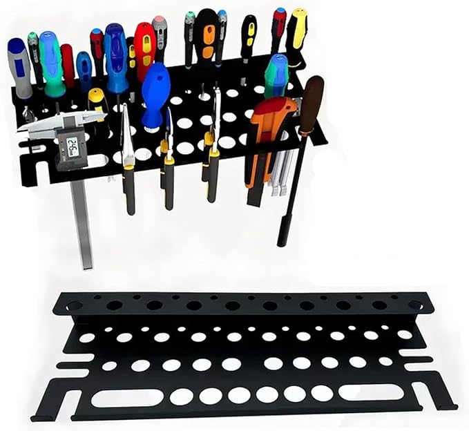 Wall Mount Tool Storage Rack, Screwdriver Organizer with Suspension Holes, Tool Holder
