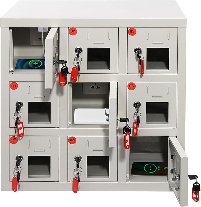 9 Slot Cellphone Charging Station Cell Phone Locker Cellphone Storage Cabinet, for Office Classroom