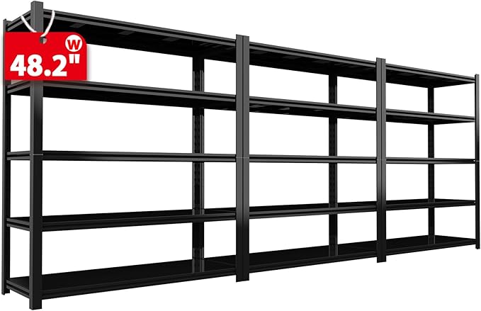 3000LBS Garage Shelving Units and Storage, Heavy Duty Shelf Rack, 5 Tier Shelves for Garage Storage, Metal Adjustable Shelf for Basement, Warehouse and Supermarket