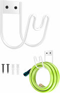 Metal Garden Hose Holder, Sturdy Wall Mounted Water Hose Hanger, Solid Hose Hook for Garden Garage Water Hose/Extension Cords/Vacuum Lines (White)