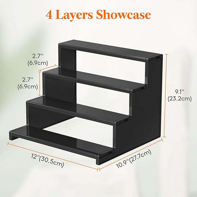 Lifewit 12 Inch Cologne Organizer for Men, 4 Tier Large Plastic Perfume Stand, Tool-free Assembly, Display Shelf for Fragrance, Aftershave, Skincare Makeup for Vanity, Bedroom, Bathroom Storage, 3 Pcs