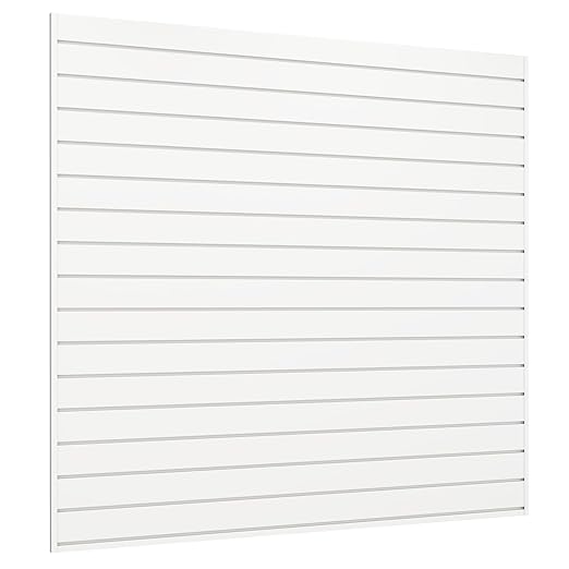 Slatwall Panel 4 FT x 4 FT, Interlocking Slat Wall Paneling, Wall Mounted PVC Wallpanel, Suitable for Garage Storage and Organizer, Slatwall Board, Shelves - White