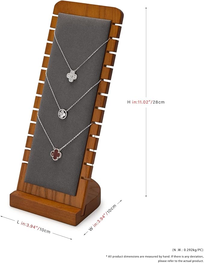 Oirlv Solid Wood Necklace Organizer Showcase Necklace Display Stand Jewelry Display Holder (Grey)