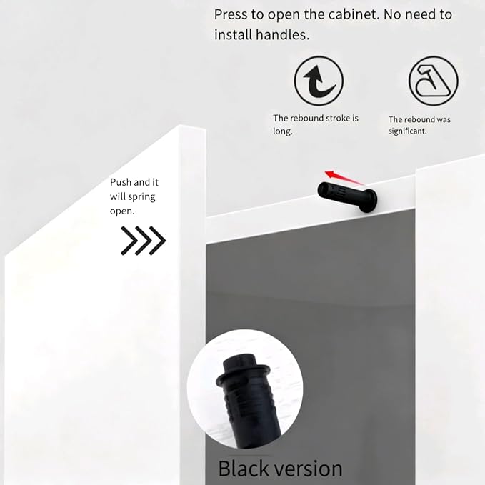 Softly-Closed Door Latch - 2 Pairs Magnetic Cabinet Push Open Latch，Full Extension Concealed Hidden Door Latch with Magnetic Shock Absorber for Kitchen Cabinet, Wardrobe, Office Furniture