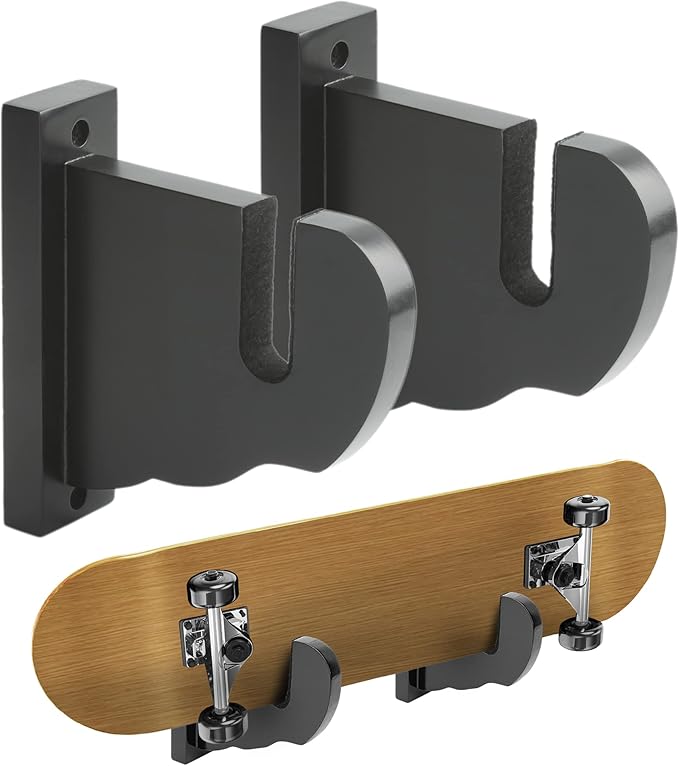 BiJun Skateboard Wall Mount, Snowboard Wall Mount Display, Acrylic Horizontal Skateboards Rack, Skateboard Storage Hanger (Black)