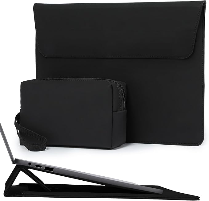 HYZUO 15-16 Inch Laptop Sleeve Case with Stand for MacBook Pro 16 M4/M3/M2/M1 2025-2019, MacBook Pro 15 2015-2012, XPS 15, Samsung Galaxy Book Flex/Pro 15, Black