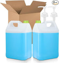 2 Pack 2.5 Gal Plastic F-Style Jug Reusable Food-Safe, Heavy-Duty HDPE Containers for Water, Sauces, Soaps, Detergents, Honey Liquids with Screw-On Cap and Pump Cap (Translucent)