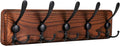 Kruodop Large Coat Rack Wall Mount Coat Hooks Coat Hanger with 5 Metal Black Triple- Hooks Brown Pine Real Wood Plank Hat Rack for Wall Hooks for Hanging Coat Hat Jacket