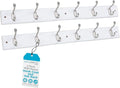 BIRDROCK HOME Oval Hook Coat and Hat Rack | 6 Hooks | 2 Pack | White Finish | Wall Mount | Satin Nickel Hooks