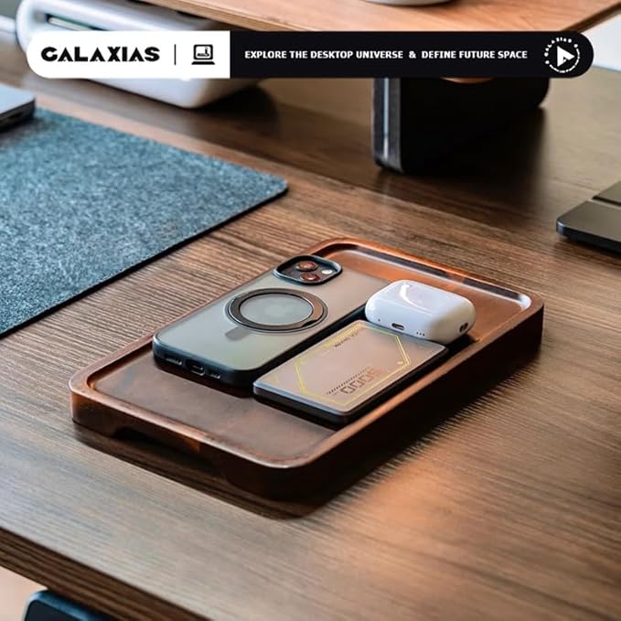 Galaxias Desktop Drawer Storage Tray, Men's Storage Box, Made of Walnut Wood, a Beautiful Office Desk Accessory Suitable for Both Office and Home use.