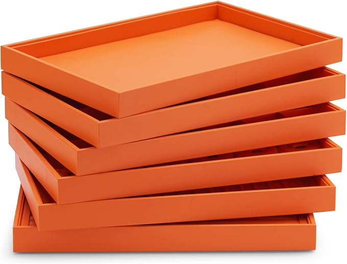 Oirlv Luxury Leather Ring Tray 24 Grid Jewelry Drawer Organizer Stackable Jewelry Trays Ring Earring Storage