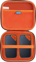 Anleo Hard Travel Case for SanDisk 500GB 1TB 2TB 4TB Extreme PRO Portable SSD (Black+Orange, Case for 2 Hard Drives)