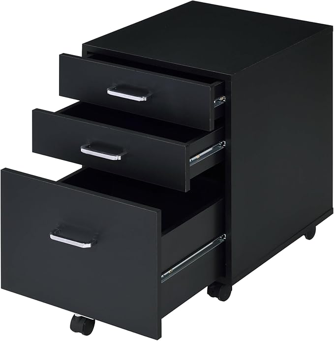 File Cabinet,3 Drawers Filing Cabinet for Home Office,Storage Drawers,with Wheels,Rolling Mobile,Printer Stand,Office,WorkHanging File Folders,19" L x 16" W x 22" H,Black