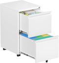 Bonusall 2 Drawer File Cabinet, Metal Rolling File Cabinet with Lock, Filing Cabinets for Home Office Fit A4/Letter/Legal, Easy Assembled, White