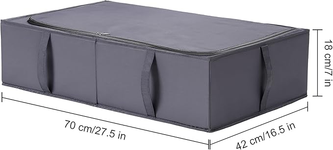 TYEERS Under Bed Storage Containers, Durable Fabric, Washable, Collapsible, Under Bed Storage Bins for Clothes, Blankets, Sheets, Shoes, 27.5x16.5x7 Inches, 6-Pack, Dark Grey