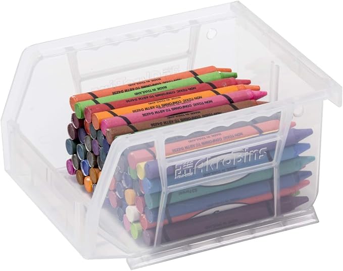Akro-Mils 30210 AkroBins Plastic Storage Bins, Space-Saving Stackable Bins for Garage, Pantry, Craft Organization, 5-" x 4-" x 3-", Clear, 24-Pack