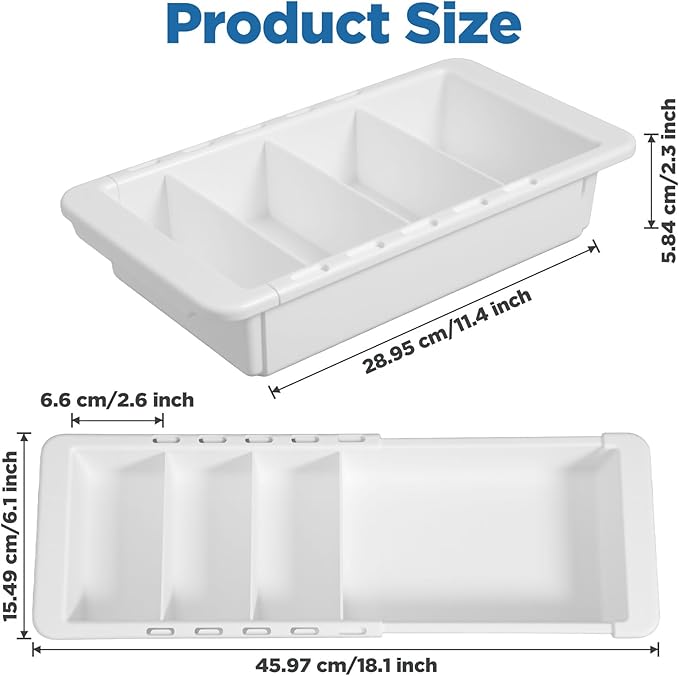 2pcs Expandable Drawer Organizer with Insert Adjustable Drawer Storage Tray Desktop Drawers Dividers to Organize and Store desk drawers organizer tray for Bathroom Office Kitchen