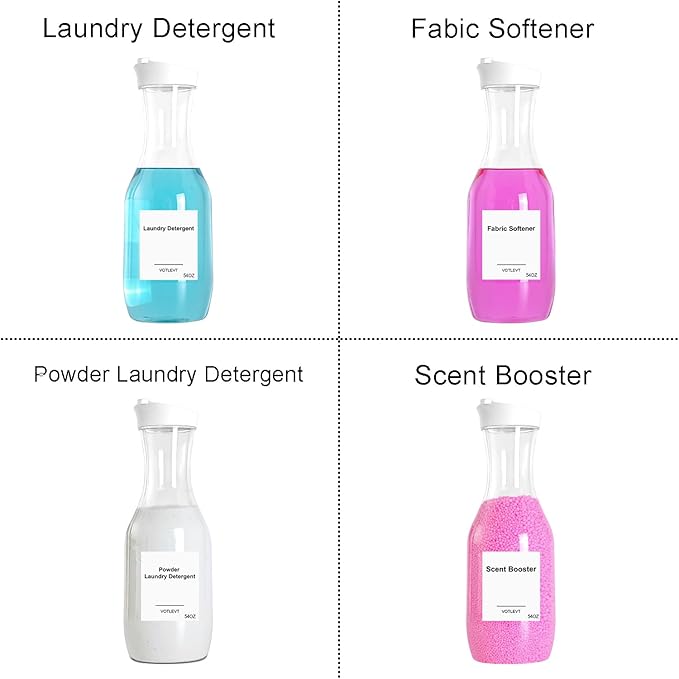 54 OZ Laundry Detergent Dispenser, Laundry Soap Dispenser, Liquid Laundry Detergent Container and Organizer, Clear Plastic Fabric Softener and Laundry Powder Dispenser for Laundry Room, 3Pack