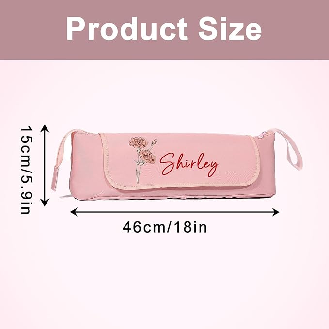 Personalized Hair Tool Bags with Heat Resistant Mat for Curling Iron & Flat Iron, Custom Name & Birth Flower Travel Bag for Hair Tools, curling iron bag for Women & Stylists (Style1)