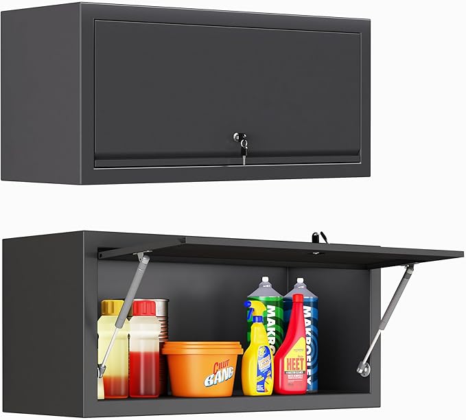 Metal Tool Cabinet,Garage Storage Cabinet System,Wall Cabinet & Locking Rolling Tool Cabinet with Doors and Adjustable Shelves,Steel Tool Cabinets for Home (1 Pcs-StyleA, Black)
