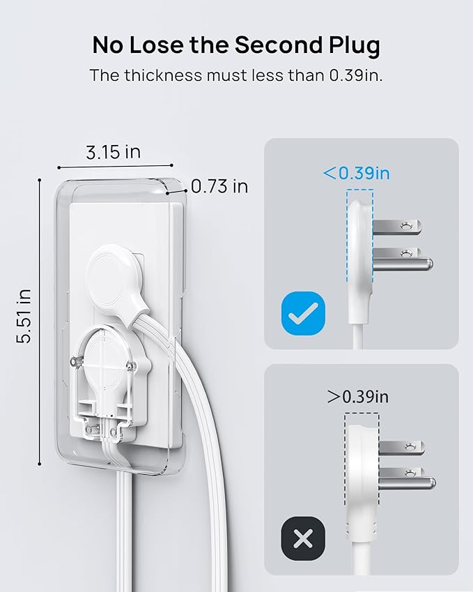TROND Power Strip with Outlet Cover - Short Flat Extension Cord 3FT with 8 AC Outlets & 4 USB Ports, 13A/1625W, 1700J Surge Protector, Indoor Cord Concealer for Kitchen Home Improvement Essentials