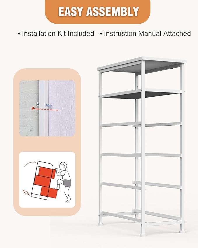 Narrow Dresser for Bedroom, Fabric Tall Dresser & Chests of Drawers with 4 Drawers, Vertical Organizer Storage Tower Unit for Bedroom, Hallway, Entryway White