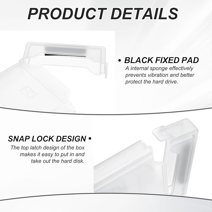 PATIKIL 4.5" x 3.2" Hard Drive Disk Case, 3Pcs Plastic Hard Disk Storage Box Portable Anti-Static Case for 2.5" External SSD HDD, White