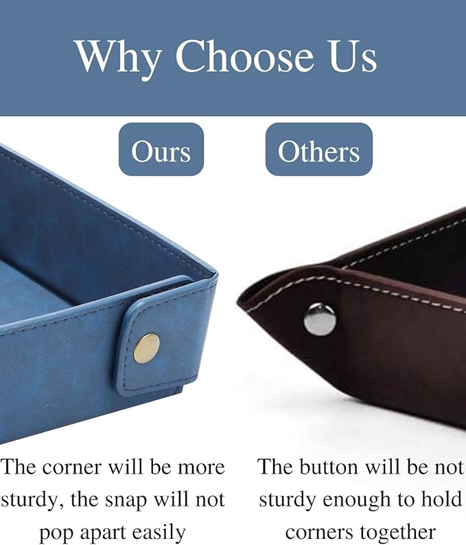 CASIRENA Father's Day Gifts Faux Leather Valet Tray Organizer for Men - Catch-All Tray for Entryway Table Key, Wallet, Watch, Coin Change, Phone, Dresser EDC Dump Jewelry, Bedside Nightstand Desk-top