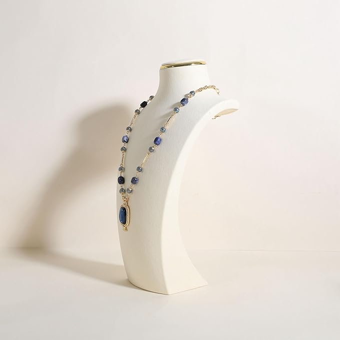 velvet necklace display stand, necklace display holder for selling, bust jewelry display, necklace mannequin display stand【Cream-Large】