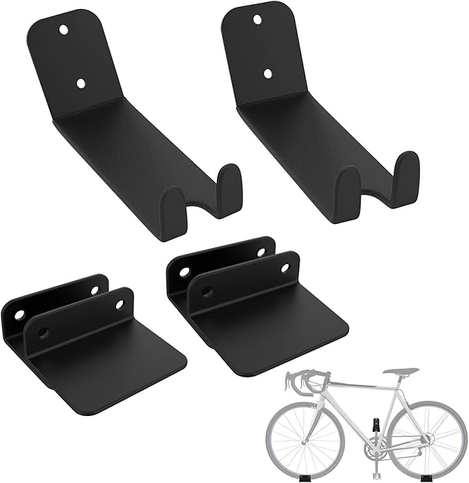 WALMANN 2 Pack Bike Pedal Hanger Wall Mount, Heavy Duty Horizontal Bike Rack for Garage Wall, Holds Up to 70LBS