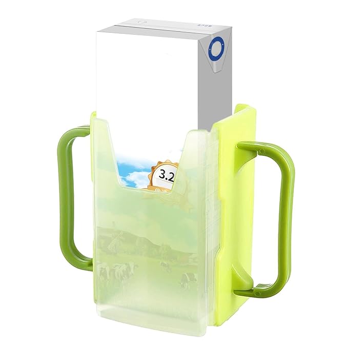 Milk Carton Holder with Handle 8x5cm Reusable Juice Box Holder No Squeeze Adjustable Food Pouch and Milk Box Rack for Kids No Spill