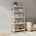Weallux 5-Tier Metal Storage Shelf, White Steel Frame with Wood Shelves, 29.5 x 12 x 59 Inches, Adjustable Heavy Duty Utility Rack for Garage, Kitchen, Pantry