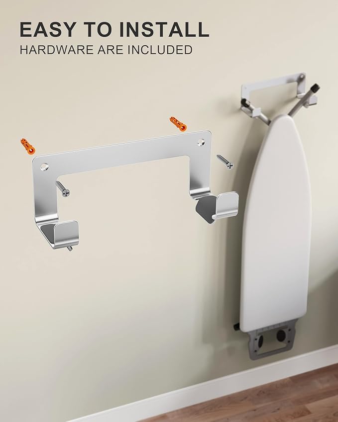 Ironing Board Hanger Wall Mount Stainless Steel, Y T Leg Ironing Board Holder Wall Mount for Laundry Room, Iron Board Hooks for Wall Heavy Duty Silver