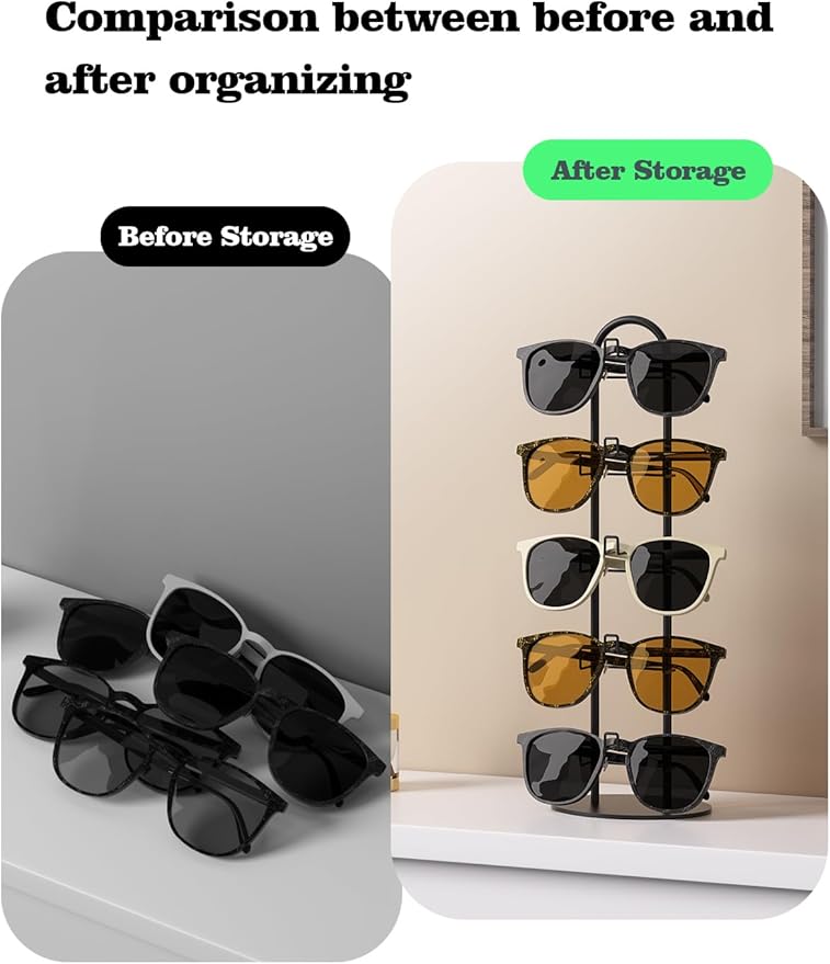 5 Tier Sunglass Organizer Holder,Sunglasses Tabletop Display Stand For Nightstand