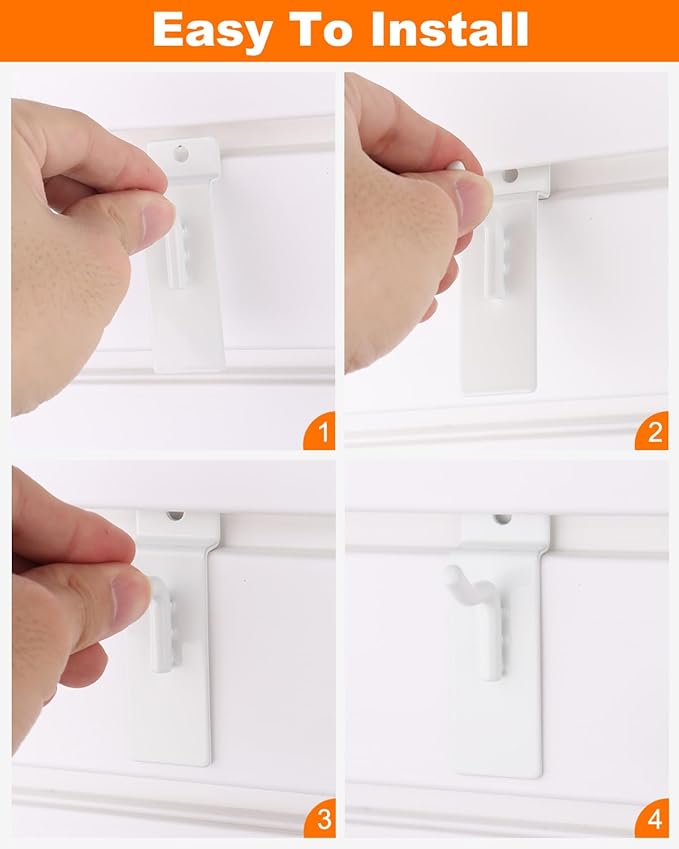 1" Slatwall Hooks, 60 Pack Garage Slat Wall Hanging Display Hooks for Retail Home Efficient Storage, White
