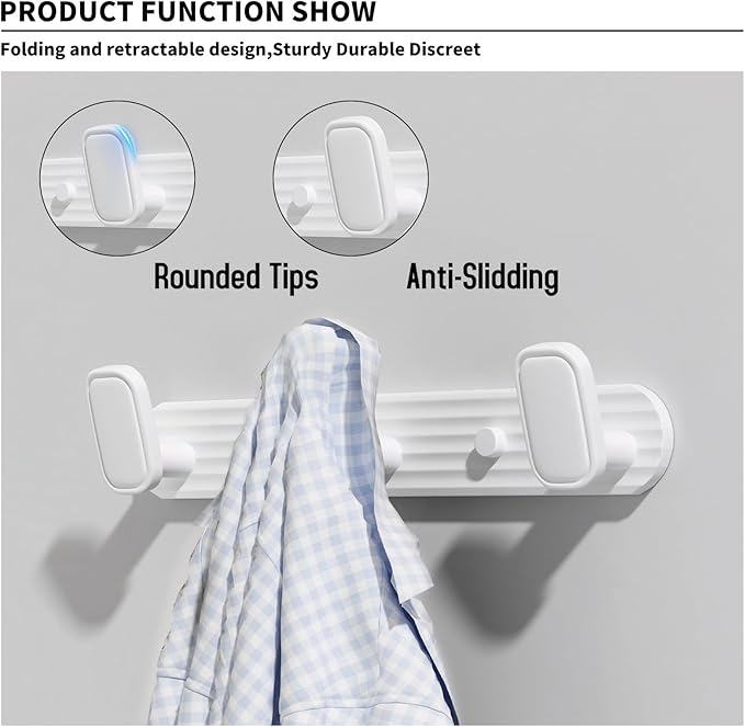 Coat Rack Wall Mount White, 3 Hooks Rack Metal Coat Hanger Wall for Hanging Hat Purse and Robes, Towel Hook for Bathrooms and Entryway (1 Pack)