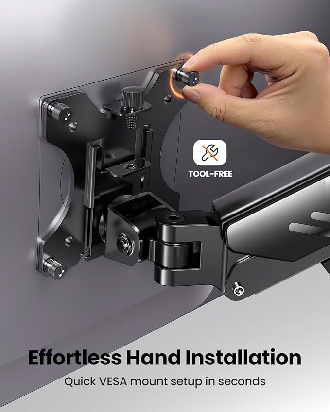 ErGear Single Monitor Arm, Adjustable Desk Monitor Mount for 13-34″ Screens, Up to 19.8 lbs, Enhanced Stability with Integrated C-Clamp, Upgraded Cable Management, VESA 75x75/100x100mm, Black
