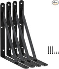 4 Pack L8 x H 6" Black Heavy Duty Shelf Brackets with Screws Metal Shelf Brackets Shelf Support Angle Brackets for Shelves L Brackets Heavy Duty Floating Shelf